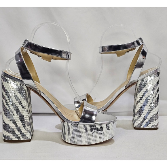 Michael Kors Women's Ashton Sequin Zebra Print Platform Sandal Size 8.5 NWT - Picture 2 of 7